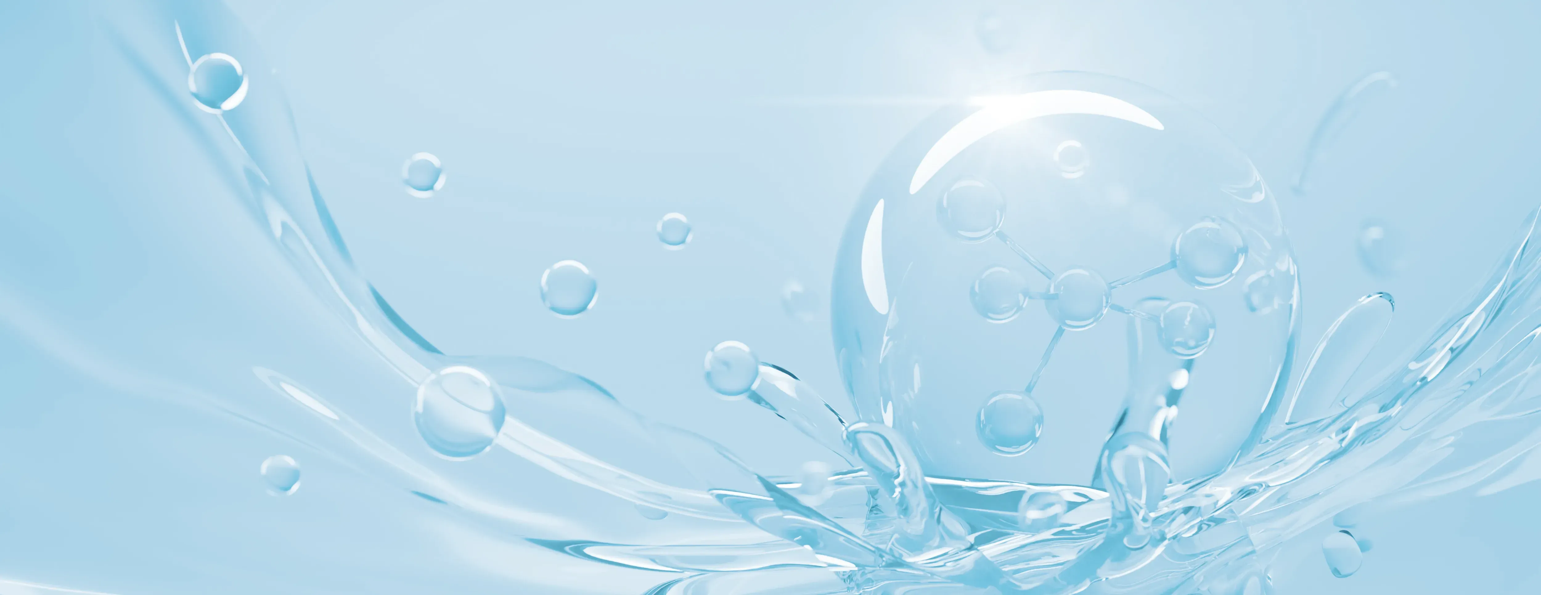 Molecule Inside Liquid Bubble Water Background Cosmetic Essence Cosmetic Spa Medical Skin Care 3d Illustrationx9